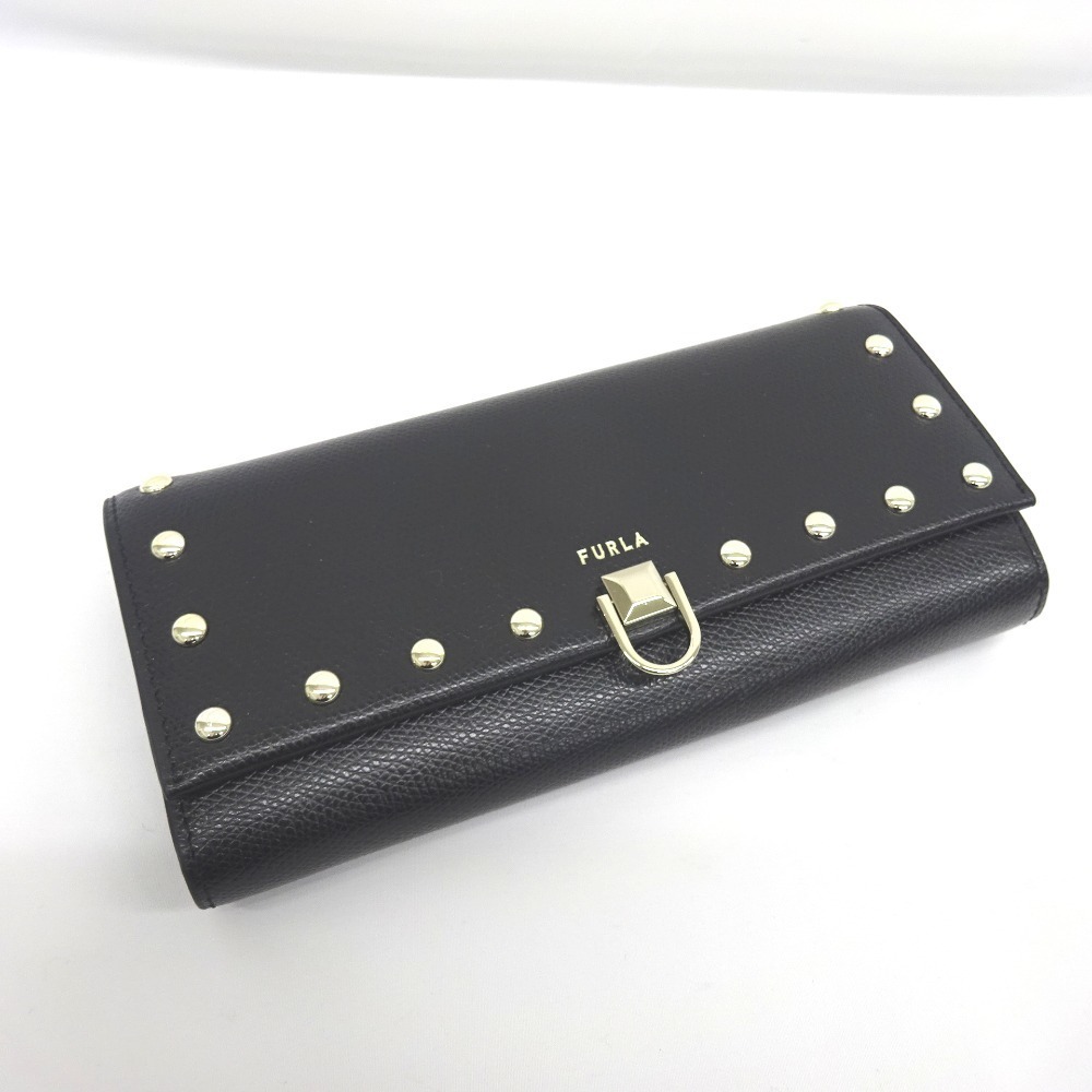 Furla Bifold Wallet Leather Studded Miss Mimi Black